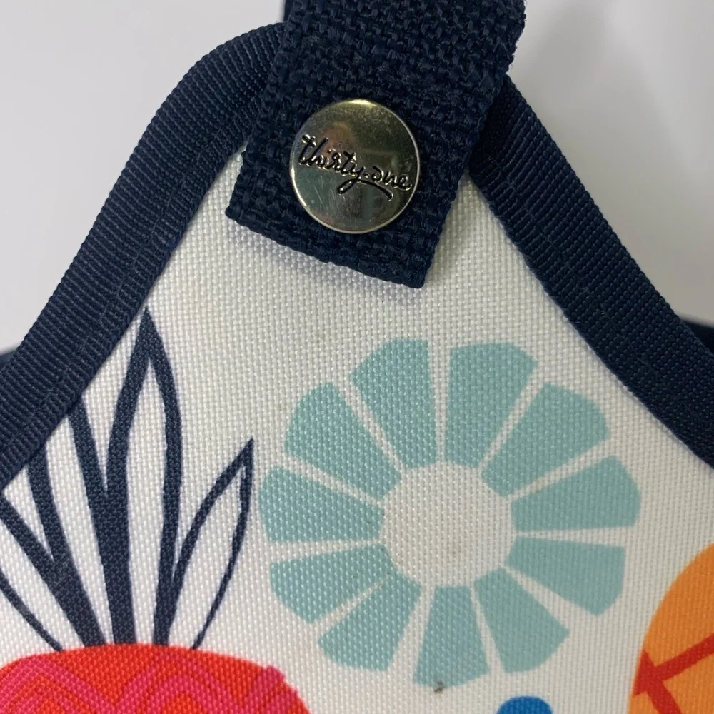 Thirty-One Tote 9”x5” Colorful Pineapple Print Blue Yellow Red Handle